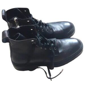 John Varvatos SZ 9.5 Union Combat Boots | Zip & Lace, Black Leather
